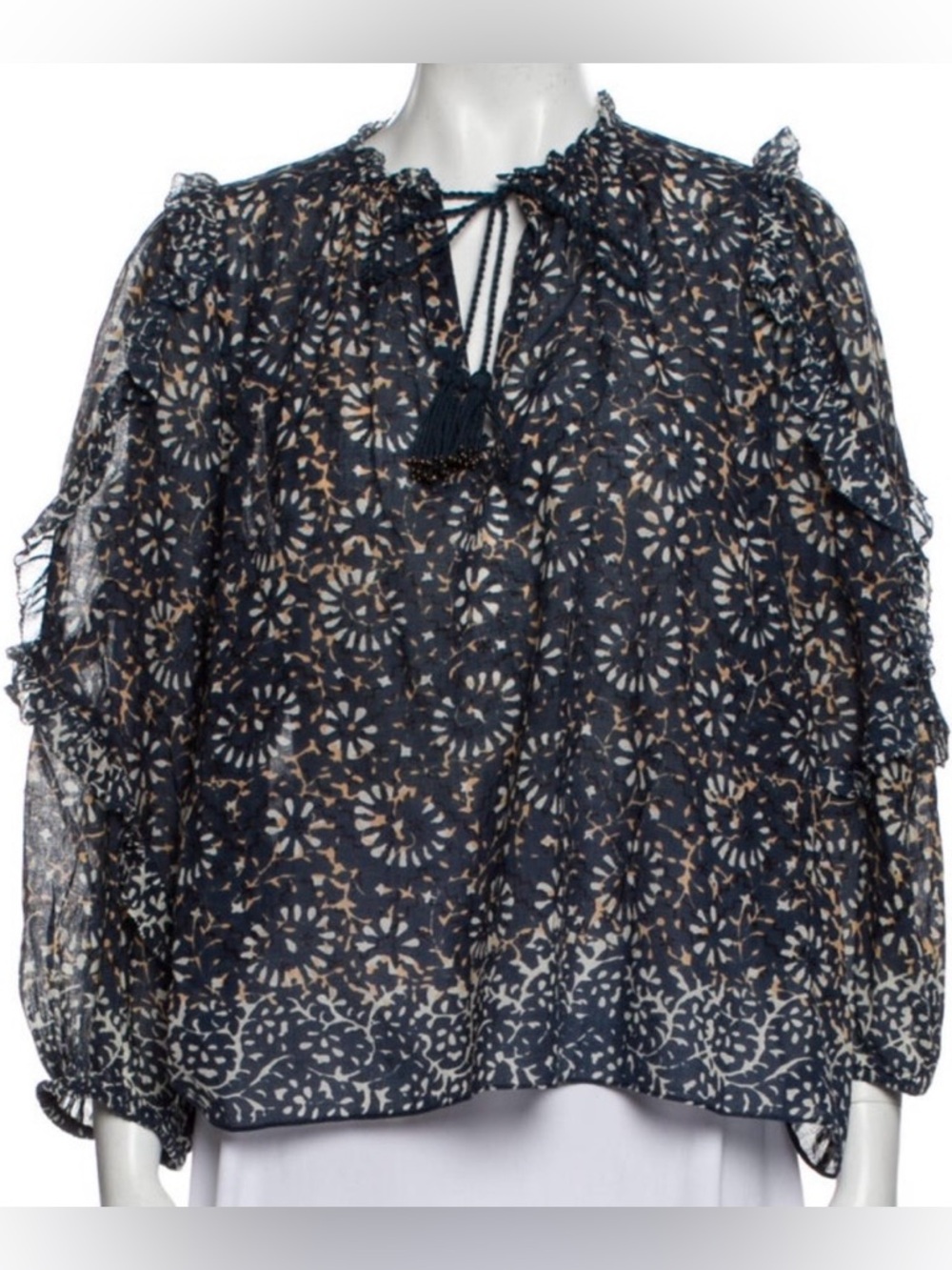 Ulla Johnson Floral Print Tie Neck Blouse